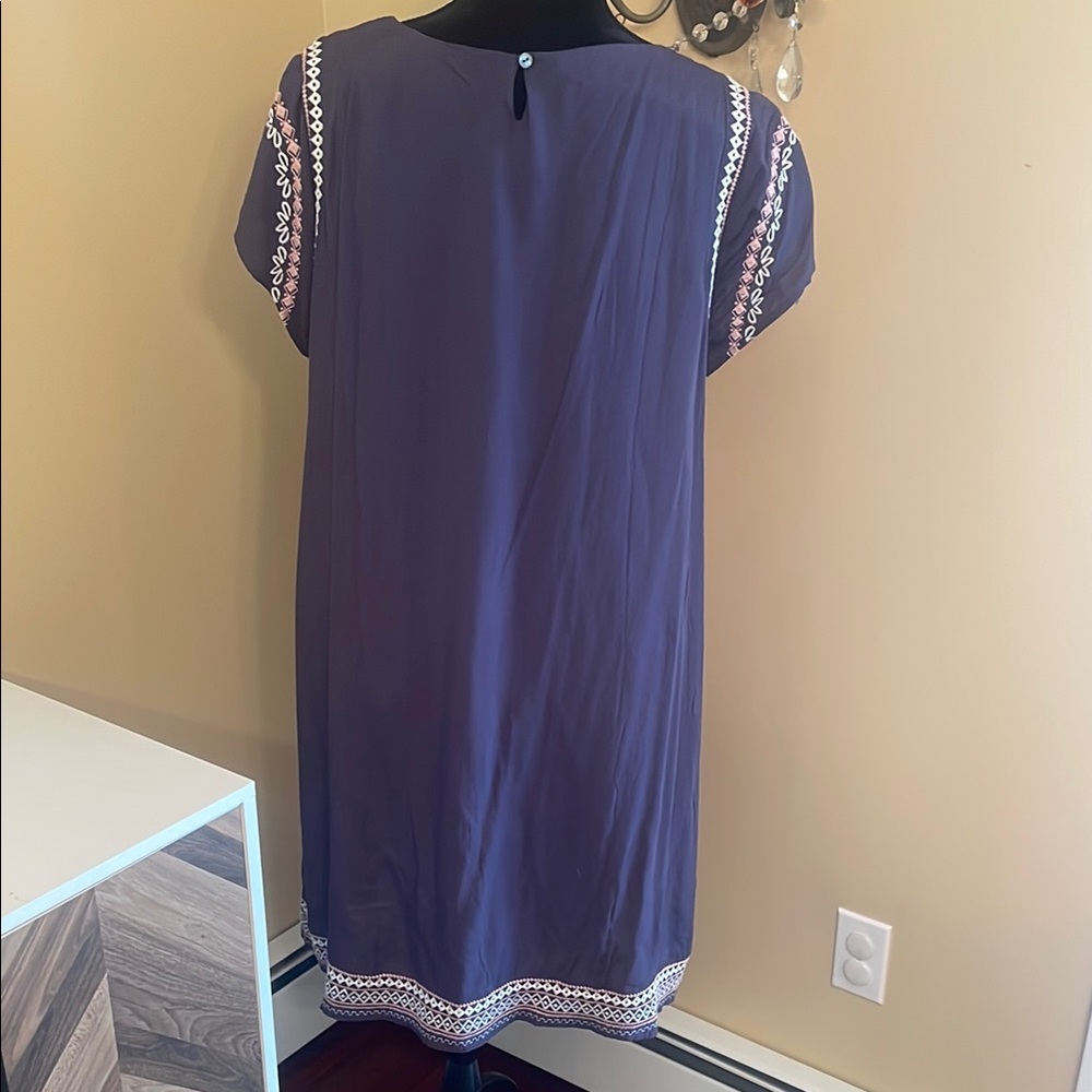 Mikarose Blue and White Flutter Sleeve Mini Sundress - Picture 3 of 7